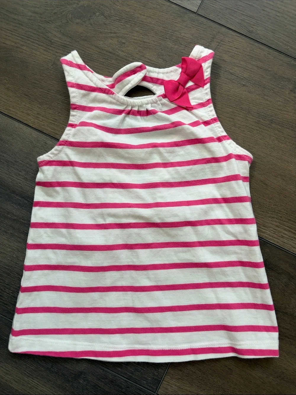 Gymboree Pink and White Striped Tank with Bow Accent